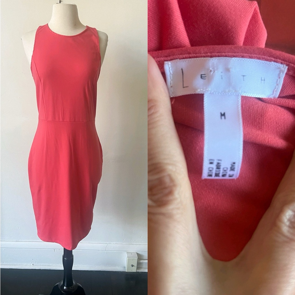 Leith Women's Coral Bodycon Midi Dress Size Medium
